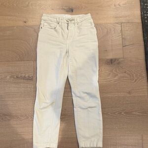 Good American Cream Ankle Jeans